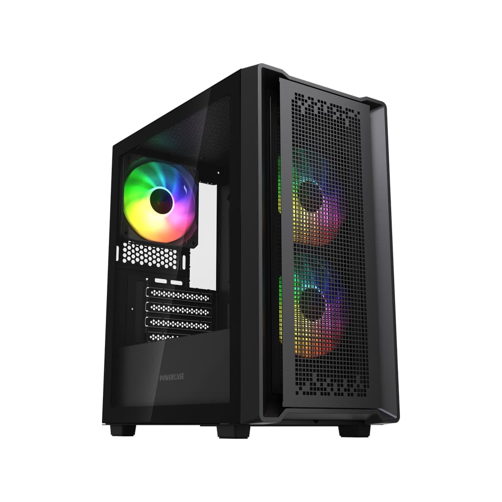 Корпус Powercase Mistral SM04 ARGB, Tempered Glass, Front Nylon Filter, 3x120mm ARGB PWM fans, чёрный, mATX (CMMSM04B-A3)