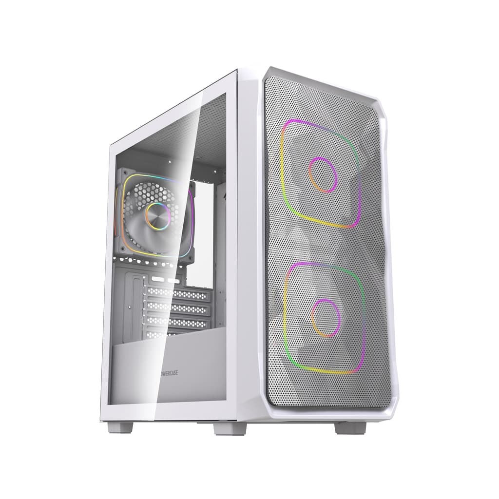 Корпус Powercase Mistral SM06 ARGB, Tempered Glass, 3x120mm ARGB PWM fans, белый, mATX (CMMSM06W-A3)
