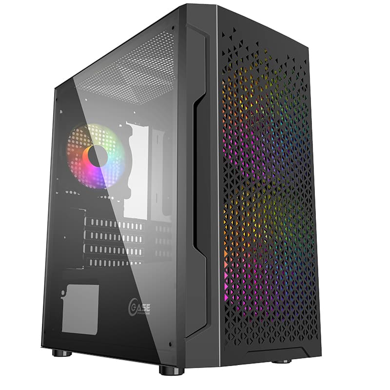 Корпус Powercase Mistral Micro Z3B Mesh LED, Tempered Glass, 2x 140mm + 1х 120mm 5-color fan, чёрный, mATX (CMIMZB-L3)