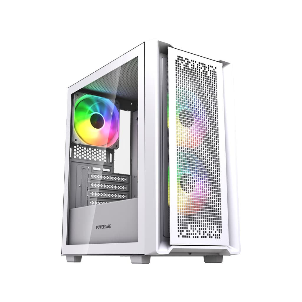Корпус Powercase Mistral SM04 ARGB, Tempered Glass, Front Nylon Filter, 3x120mm ARGB PWM fans, белый, mATX (CMMSM04W-A3)
