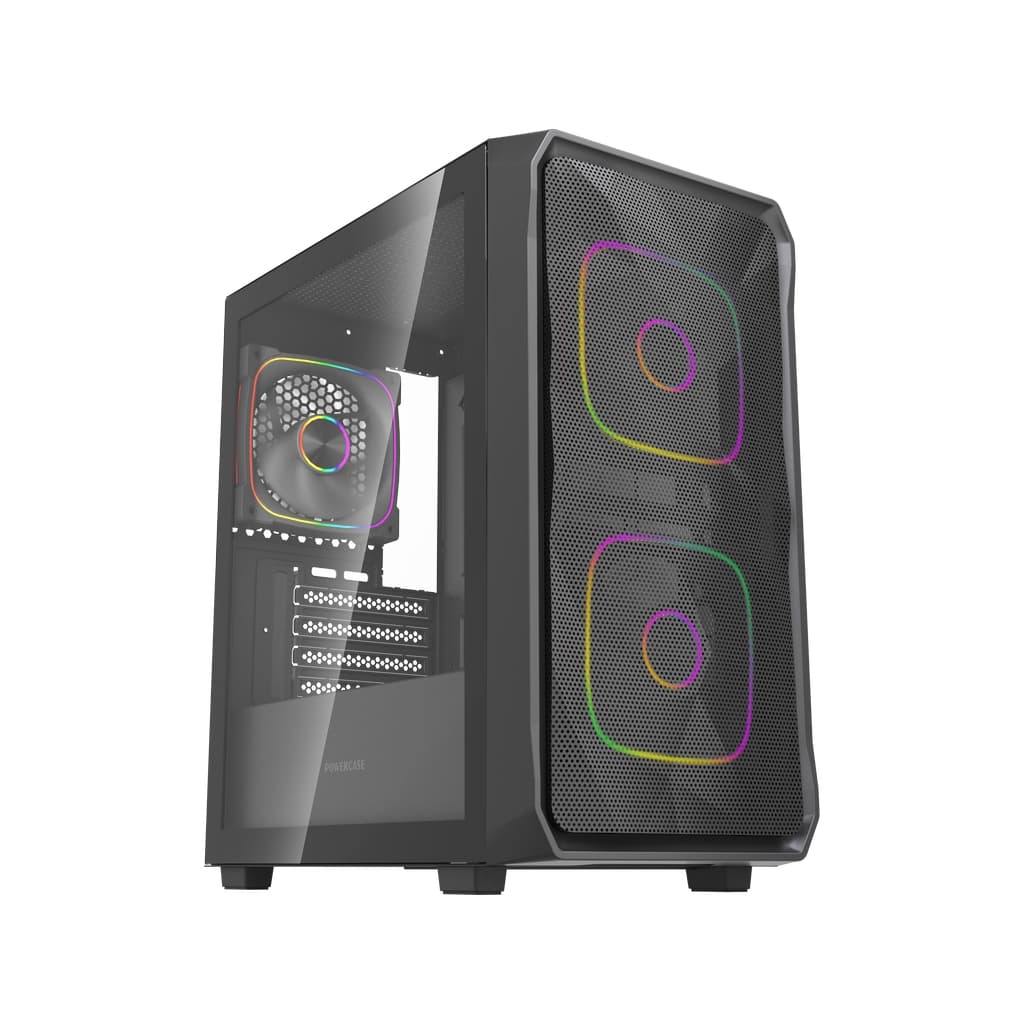 Корпус Powercase Mistral SM06 ARGB, Tempered Glass, 3x120mm ARGB PWM fans, чёрный, mATX (CMMSM06B-A3)