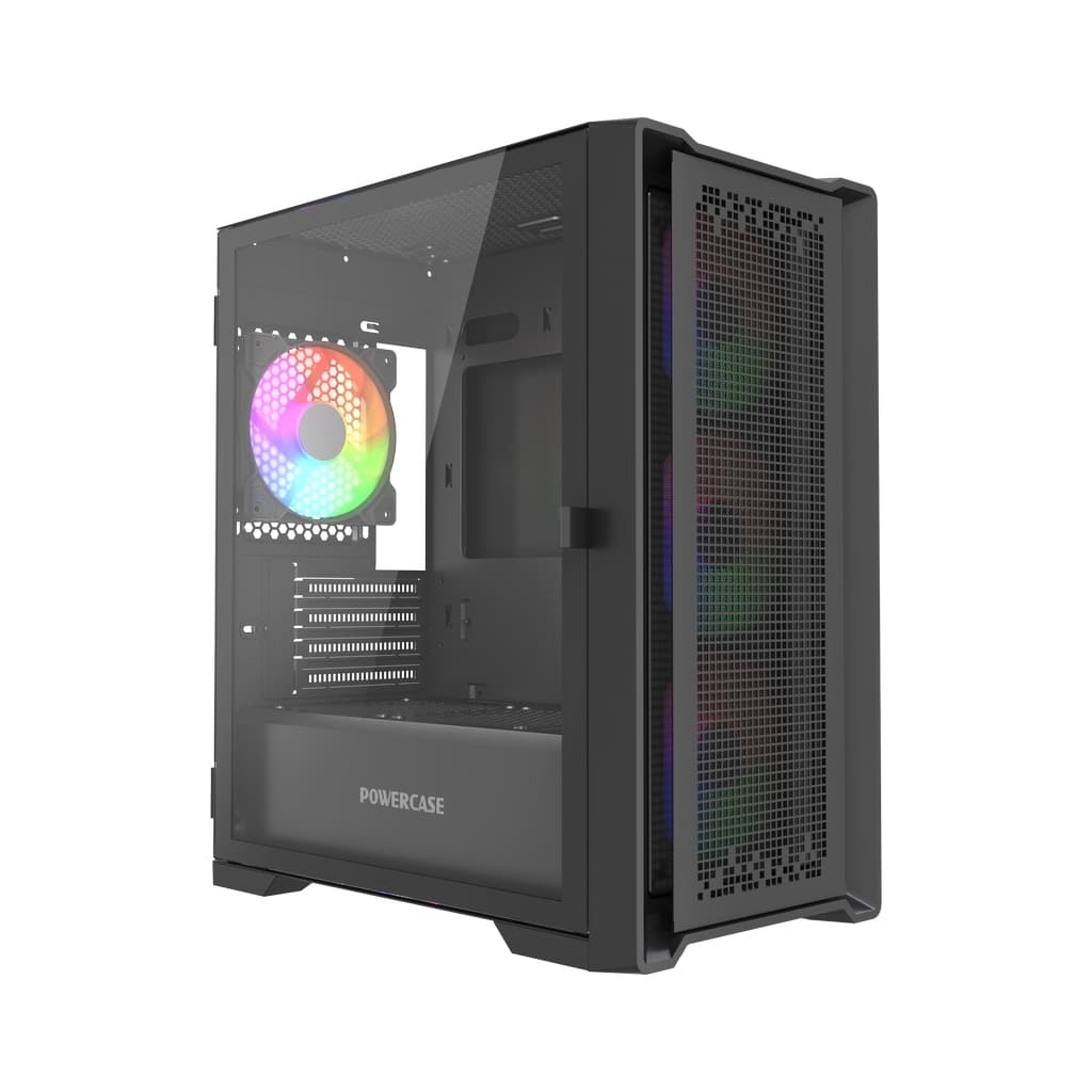 Корпус Powercase ByteFlow Micro Black, Tempered Glass, 4х 120mm ARGB fans, ARGB HUB, чёрный, mATX (CAMBFB-A4)