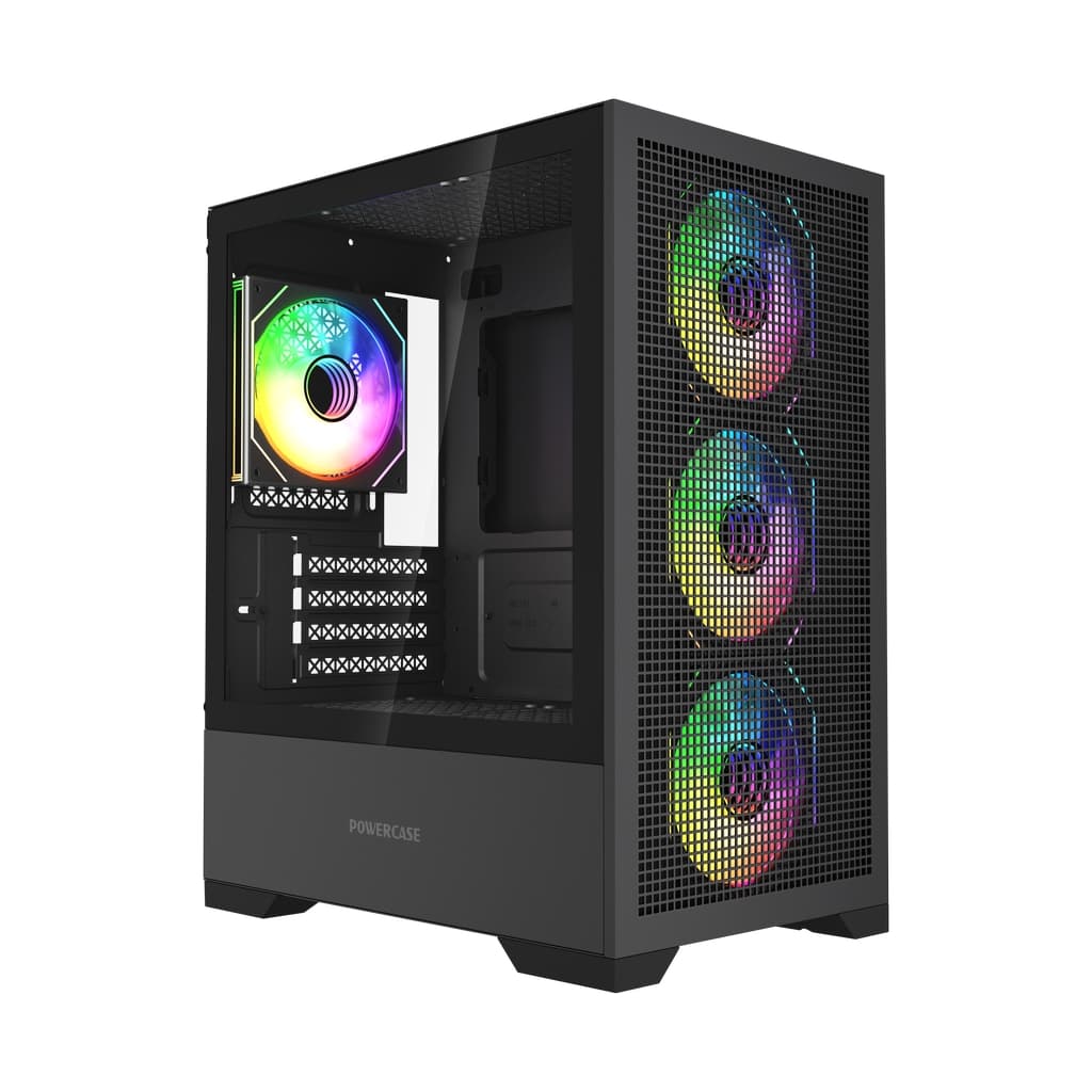 Корпус Powercase Mistral Micro B315, Tempered Glass, 4x 120mm ARGB PWM Fan, чёрный, mATX (CMMB315-A4)
