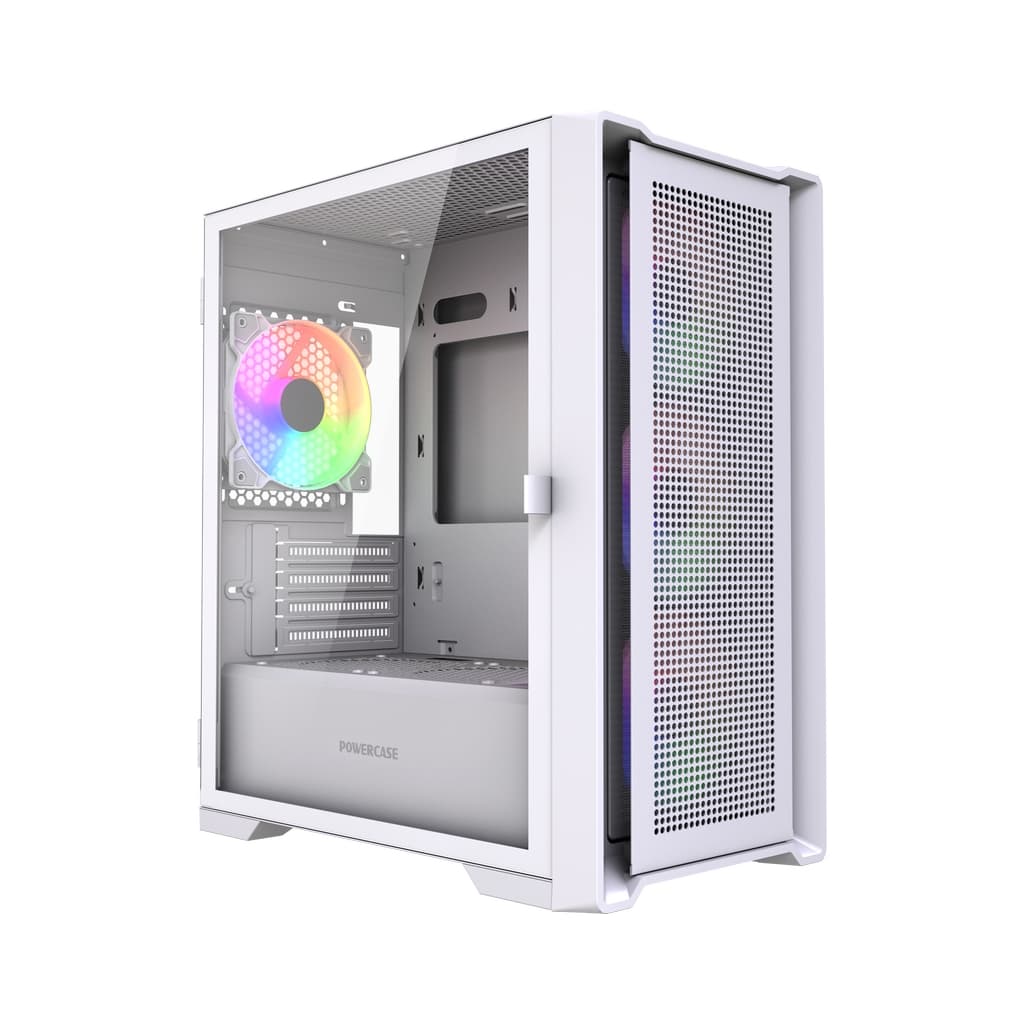 Корпус Powercase Alisio Micro X4W V2, Tempered Glass, 4х 120mm ARGB fans, ARGB HUB, белый, mATX (CAMCXW-A4)