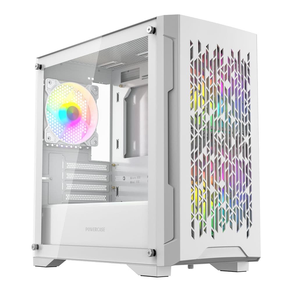 Корпус Powercase Mistral Micro D3W ARGB V2, Tempered Glass, 2x 140mm ARGB PWM+1x 120mm ARGB PWM, белый, mATX (CMMDW-A3-V2)
