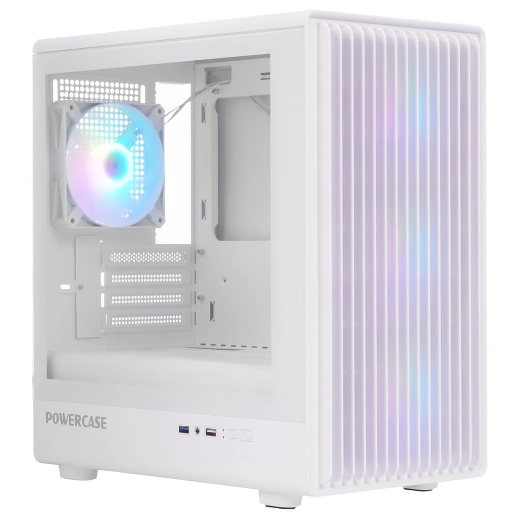 Корпус Powercase Mistral Micro C4W ARGB, Tempered Glass, 4x 120mm ARGB PWM Fan, белый, mATX (CMMCW-A4)