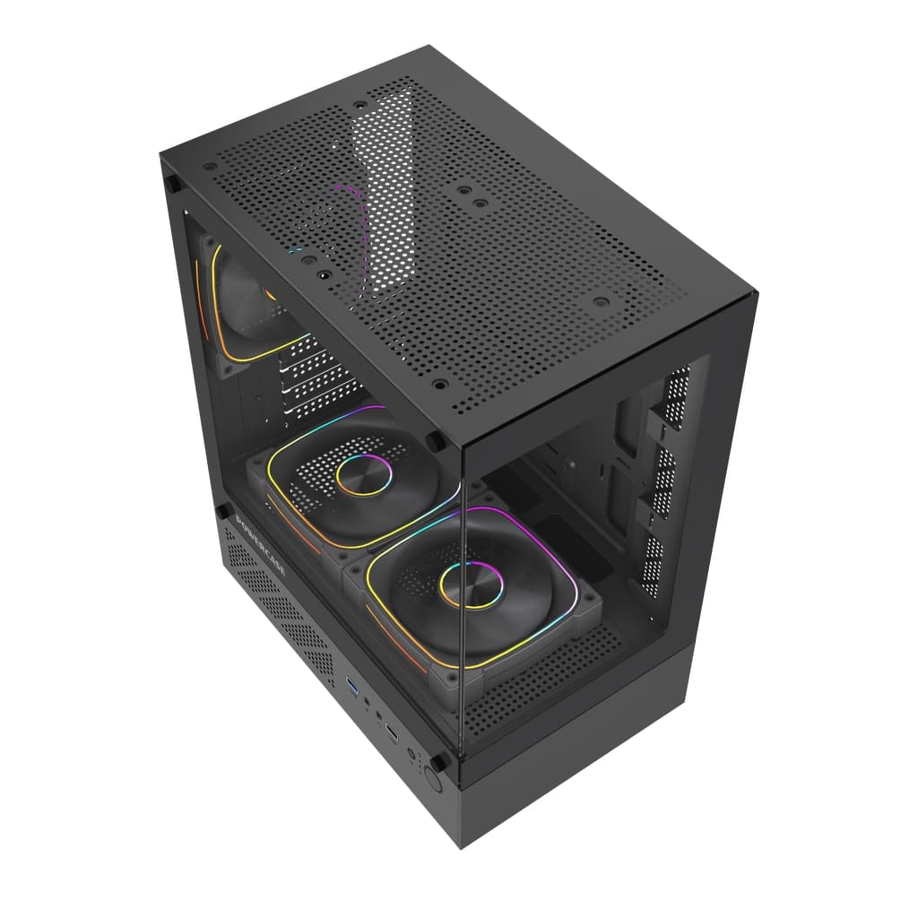 Корпус Powercase Vision Micro M1 ARGB, Tempered Glass, 3x 120mm ARGB fans, чёрный, mATX (CVMM1B-A3)
