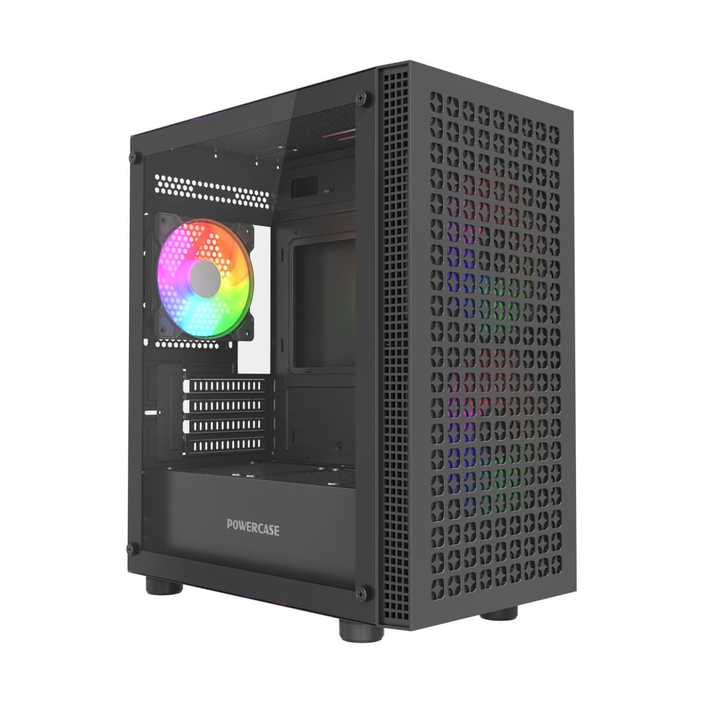 Корпус Powercase Mistral Micro EM18, Tempered Glass, 2x140mm + 1х120mm ARGB PWM fan, чёрный, mATX (CMMEM18B-A3)