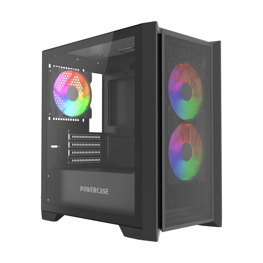 Корпус Powercase Alisio Micro Z3B ARGB V2, Tempered Glass, 3x 120mm ARGB fan, чёрный, mATX (CAMZB-A3-V2)