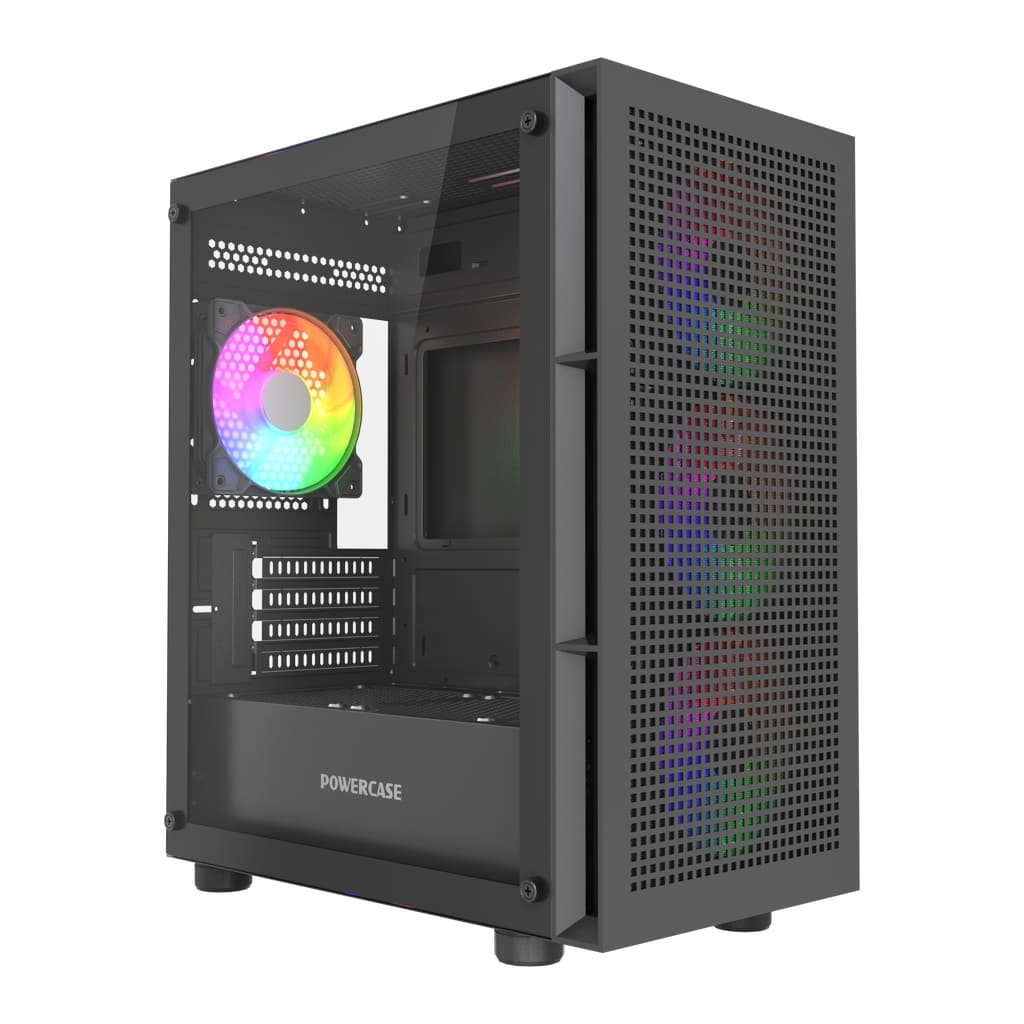 Корпус Powercase Mistral Micro EM17, Tempered Glass, 4x120mm ARGB PWM fan, чёрный, mATX (CMMEM17B-A4)