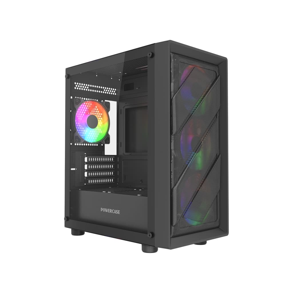 Корпус Powercase Mistral Micro EM21, Tempered Glass, 4x120mm FRGB fan, чёрный, mATX (CMMEM21B-L4)