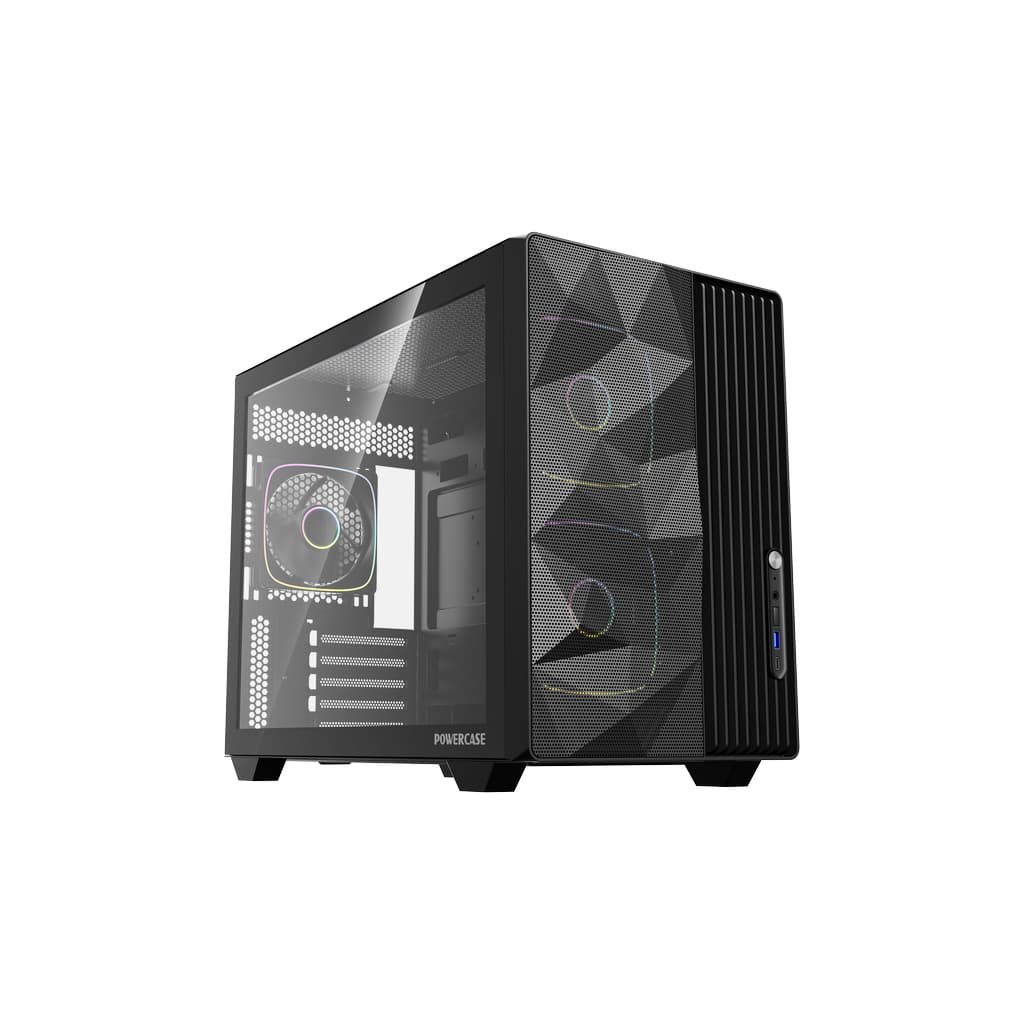 Корпус Powercase TX3 ARGB, TG, Type-C, 3x 120мм ARGB PWM Fans, чёрный, mATX (CTX3AB-A3)