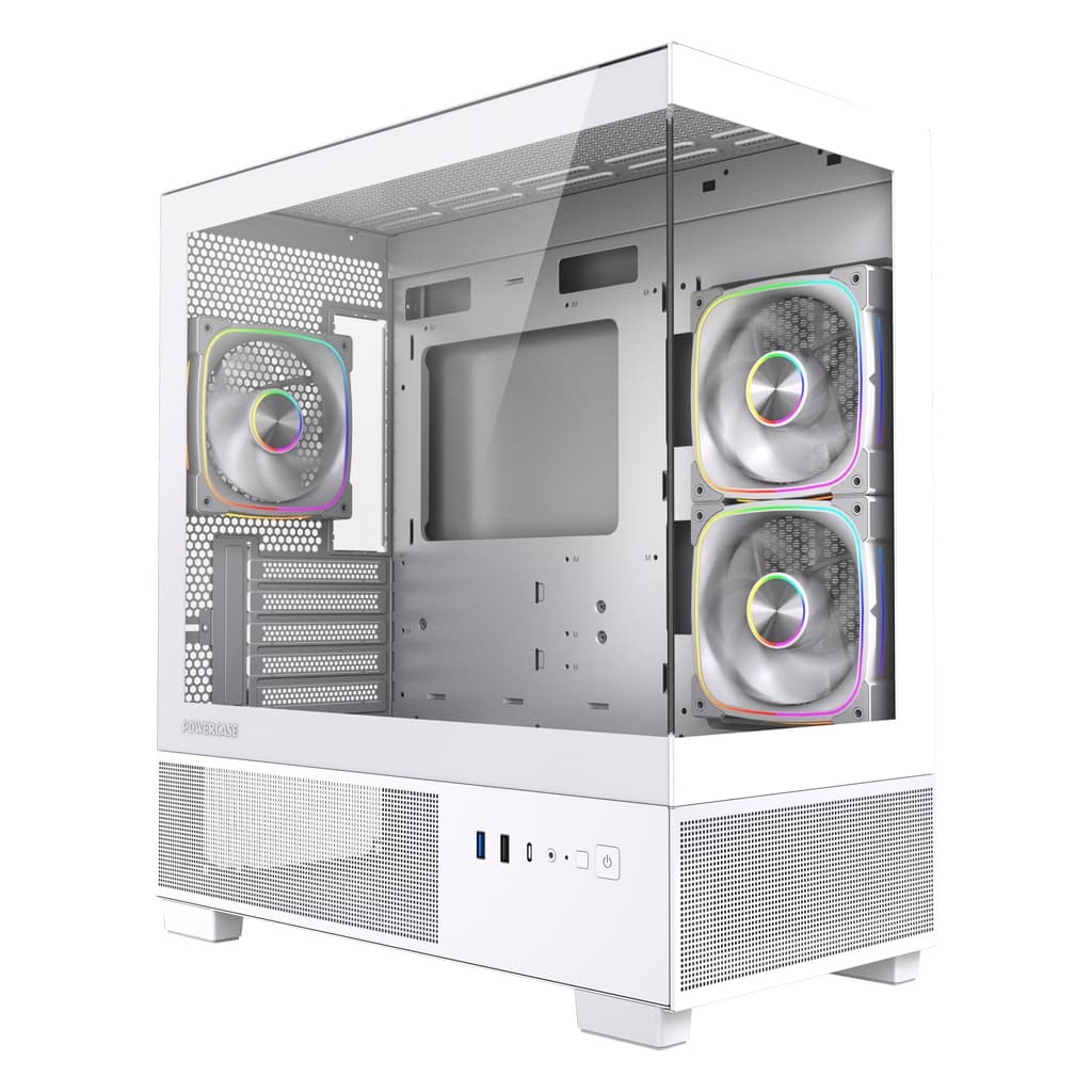 Корпус Powercase Vision Micro S3W, Tempered Glass, Type-C, 3x 120mm ARGB PWM Fan, белый, mATX (CVMMSW-A3)