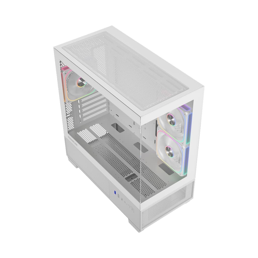 Корпус Powercase Vision Micro S4W V2, Tempered Glass, Type-C, 3x 120mm ARGB PWM Fan, ARGB+PWM HUB, белый, mATX (CVMMSHWV2-A3)