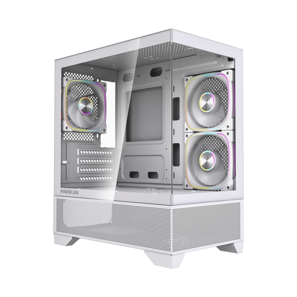 Корпус Powercase Vision Micro M4W, Tempered Glass, Type-C, 3x 120mm ARGB PWM Fan, белый, mATX (CVMM4W-A3)
