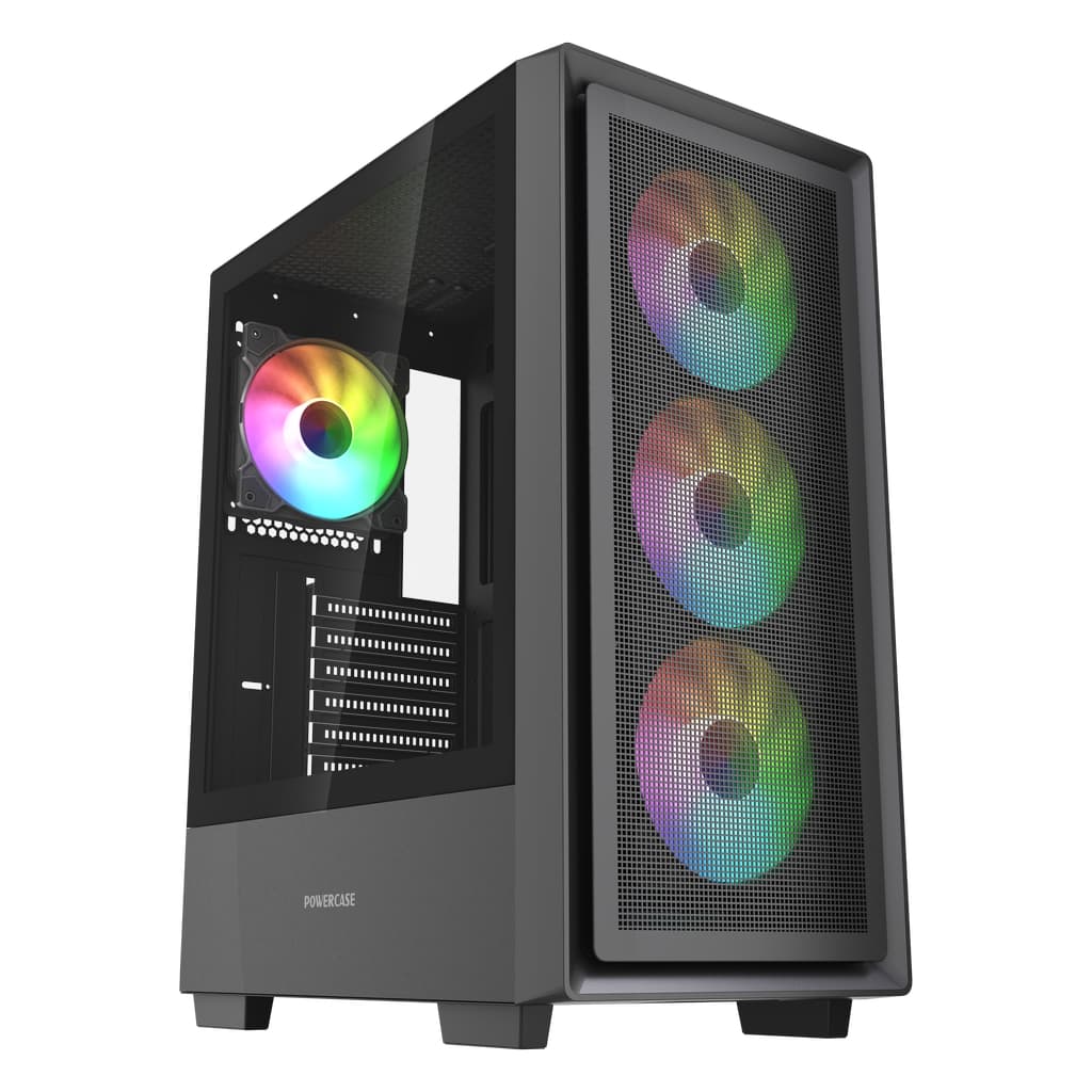 Корпус Powercase Mistral AY4B ARGB, Tempered Glass, 4x 120mm ARGB Fans, чёрный, ATX (CMAYB-A4)