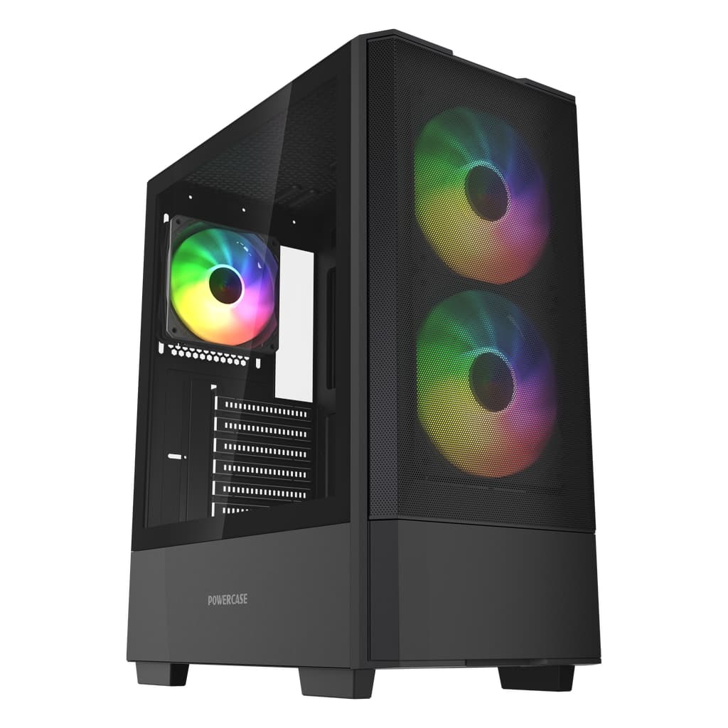 Корпус Powercase Mistral AY3B ARGB, Tempered Glass, 2x 140mm +1x 120mm ARGB Fans, чёрный, ATX (CMAYB-A3)