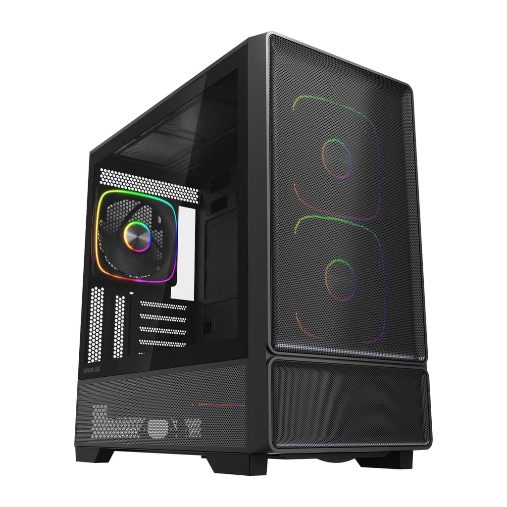 Корпус Powercase AX5, Black, TG, Type-C, 3x 140mm +2x 120mm ARGB PWM Fans, ARGB+PWM HUB, Nylon filters, чёрный, ATX (CJXA-A5)
