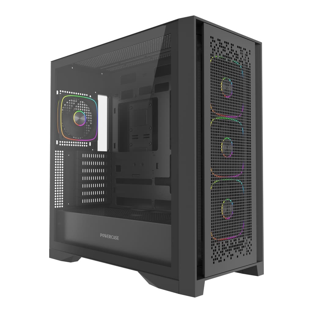 Корпус Powercase ByteFlow Pro ARGB, Black, Tempered Glass, Type-C, 4x 120мм ARGB PWM Fans, чёрный, E-ATX (CH9GPB-A4)