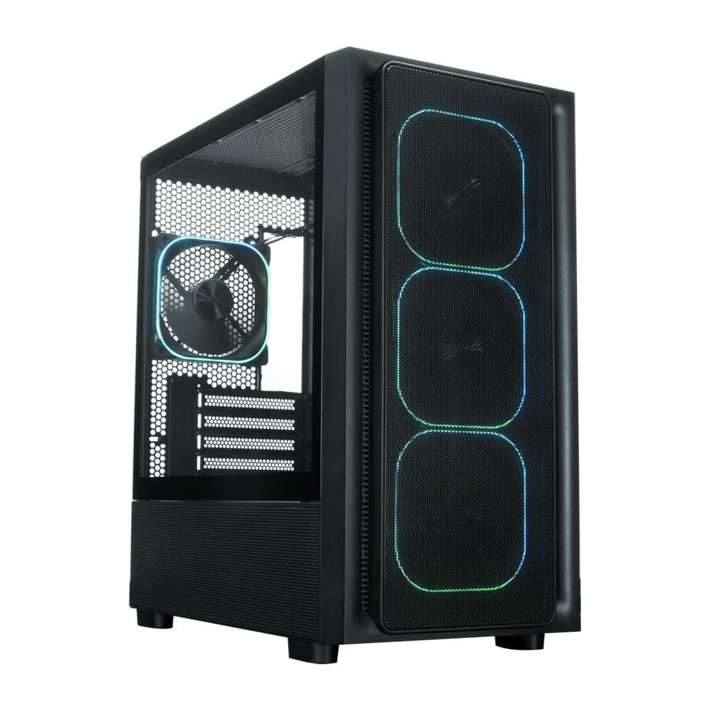 Корпус XASTRA A411M 4ARGB-FG Black mATX/Mesh /ScrewlessTG+mesh panel/ 4x120mm ARGB PWM FG fans/ A411M-4FG12A