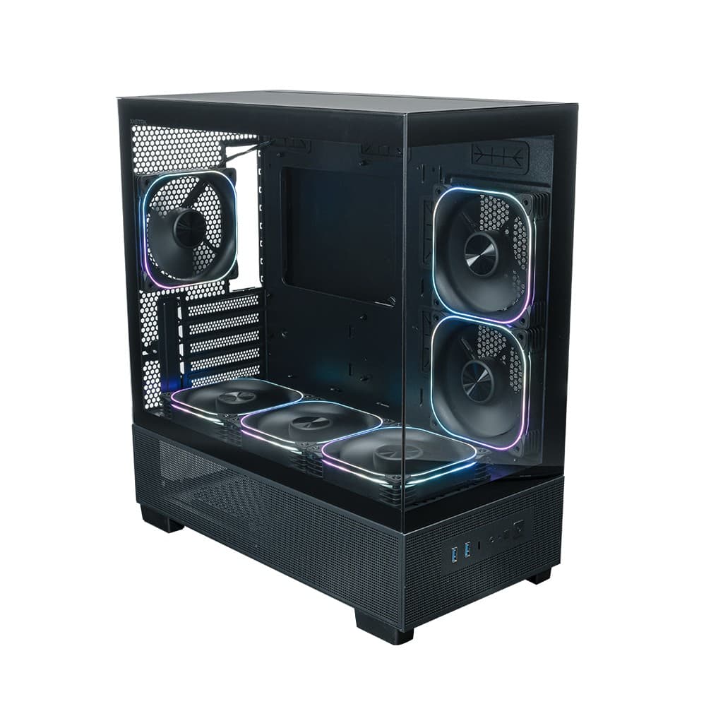Корпус XASTRA Q500M 6ARGB-FG-C10-UC Black mATX/Aquarium/Screewless/ 6x120mm ARGB PWM FG fans/Argb+PWM HUB 10port/ Type-C/ Q500M-6FG12A-C10-UC