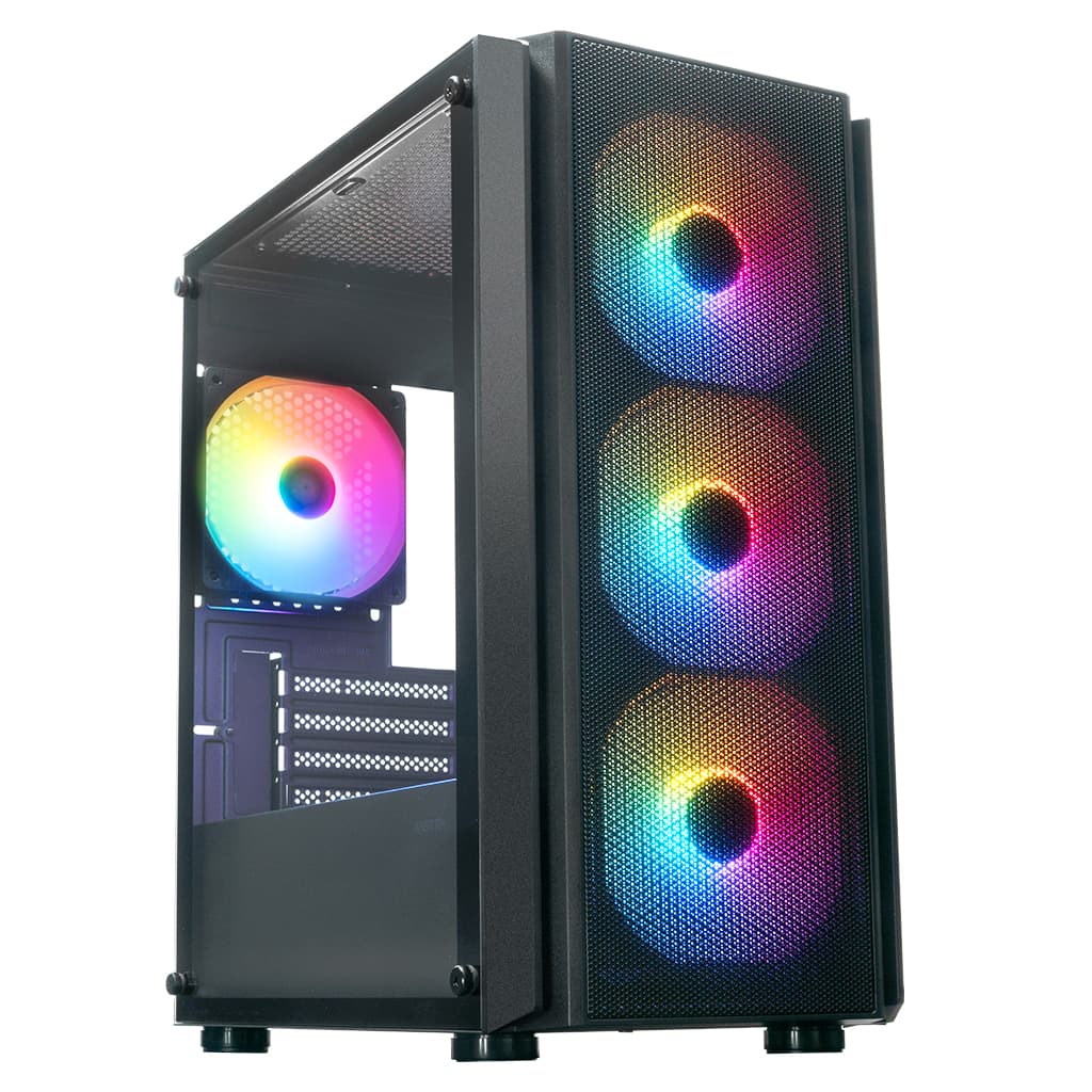 Корпус XASTRA A402M 4FRGB Black mATX/Mesh/full-size TG/4x120mm FRGB fans/ A402M-4FC12F-BK