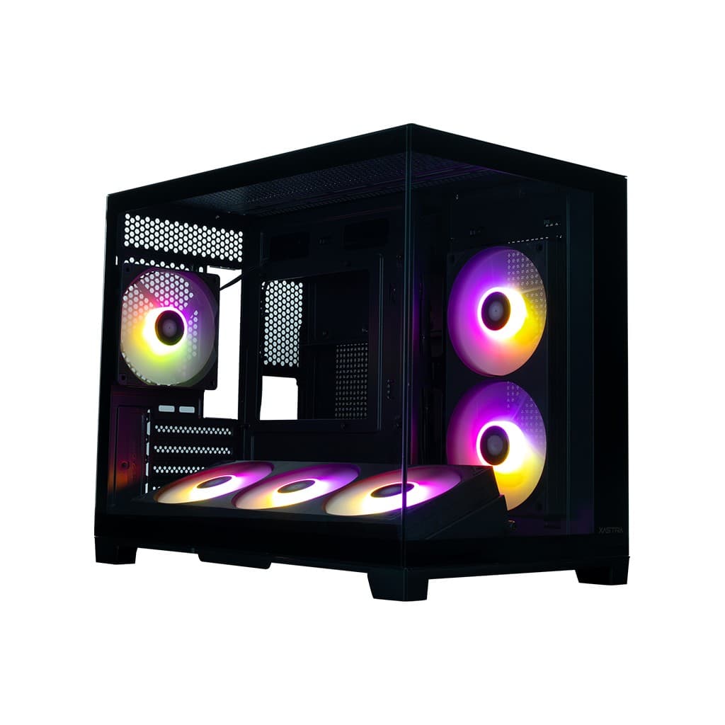 Корпус XASTRA QW500M 6ARGB-FC-C6-UC Black mATX/Aquarium/Screewless/ 1x120+1x240+1x360mm ARGB PWM FC fans/Argb+PWM HUB 6port/Type-C/ QW500M-1FA36A-1FA24A-1FC12A-C6-UC