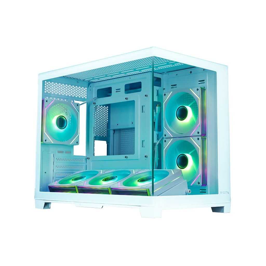 Корпус XASTRA QW500M 6ARGB-C10-UC White mATX/Aquarium/Screewless/ 6x120mm ARGB PWM FM fans/Argb+PWM HUB 10port/Type-C/ QW500M-6FM12A-C10-UC-WH