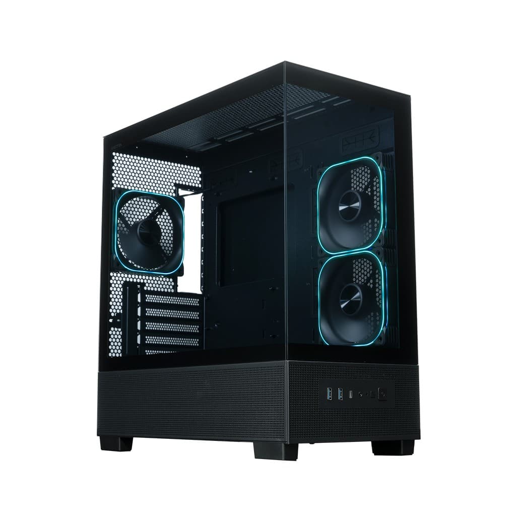 Корпус XASTRA Q500M 3ARGB-FG-C10-UC Black mATX/Aquarium/Screewless/ 3x120mm ARGB PWM FG fans/Argb+PWM HUB 10port/ Type-C/ Q500M-3FG12A-C10-UC
