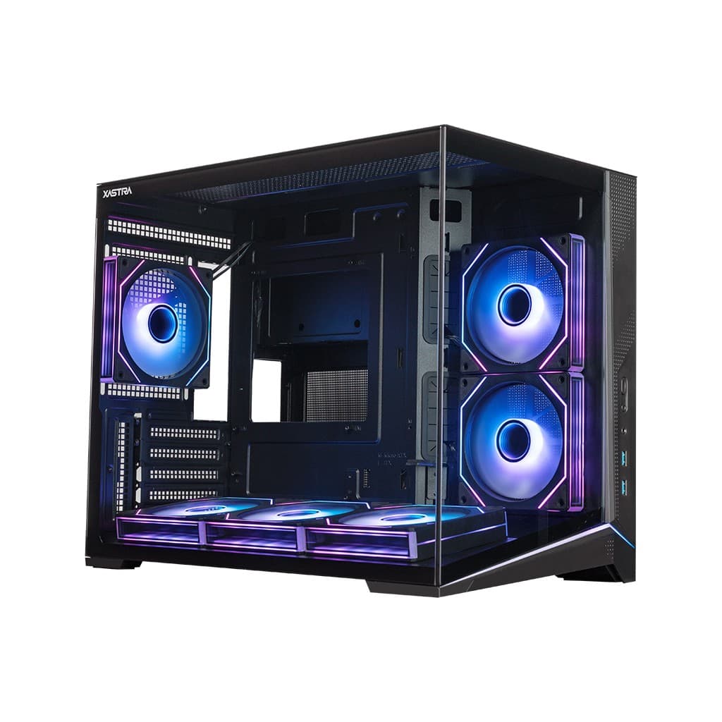 Корпус XASTRA QW505M 6ARGB-C10 Black mATX/Aquarium/Screewless/ 6x120mm ARGB PWM FM fans/Argb+PWM HUB 10port/Led strip/ QW505M-6FM12A-C10