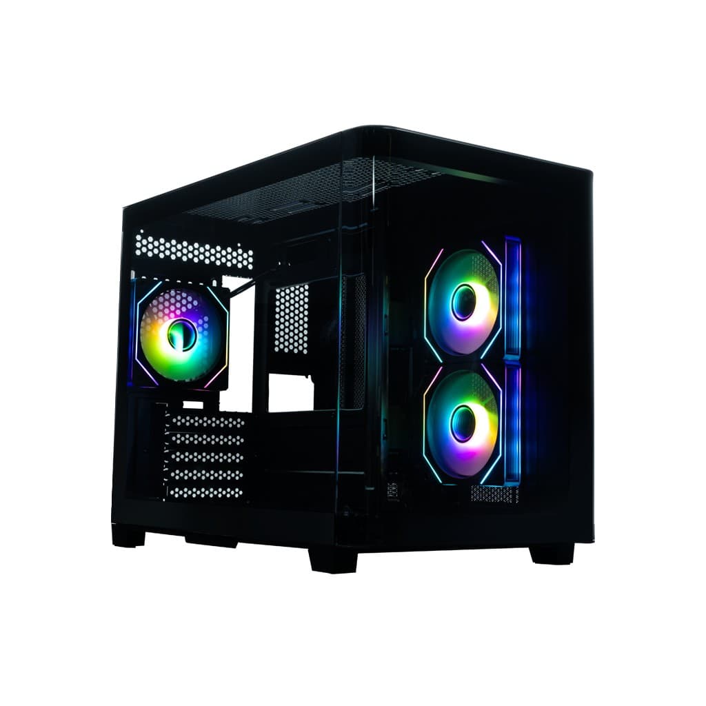 Корпус XASTRA QR500M 3ARGB C10-UC Black mATX/Aquarium/ 2 Curve Glass /3x120mm ARGB PWM FM fans/ Argb+PWM HUB 10port /Type-C/ QR500M-3FM12A-C10-UC