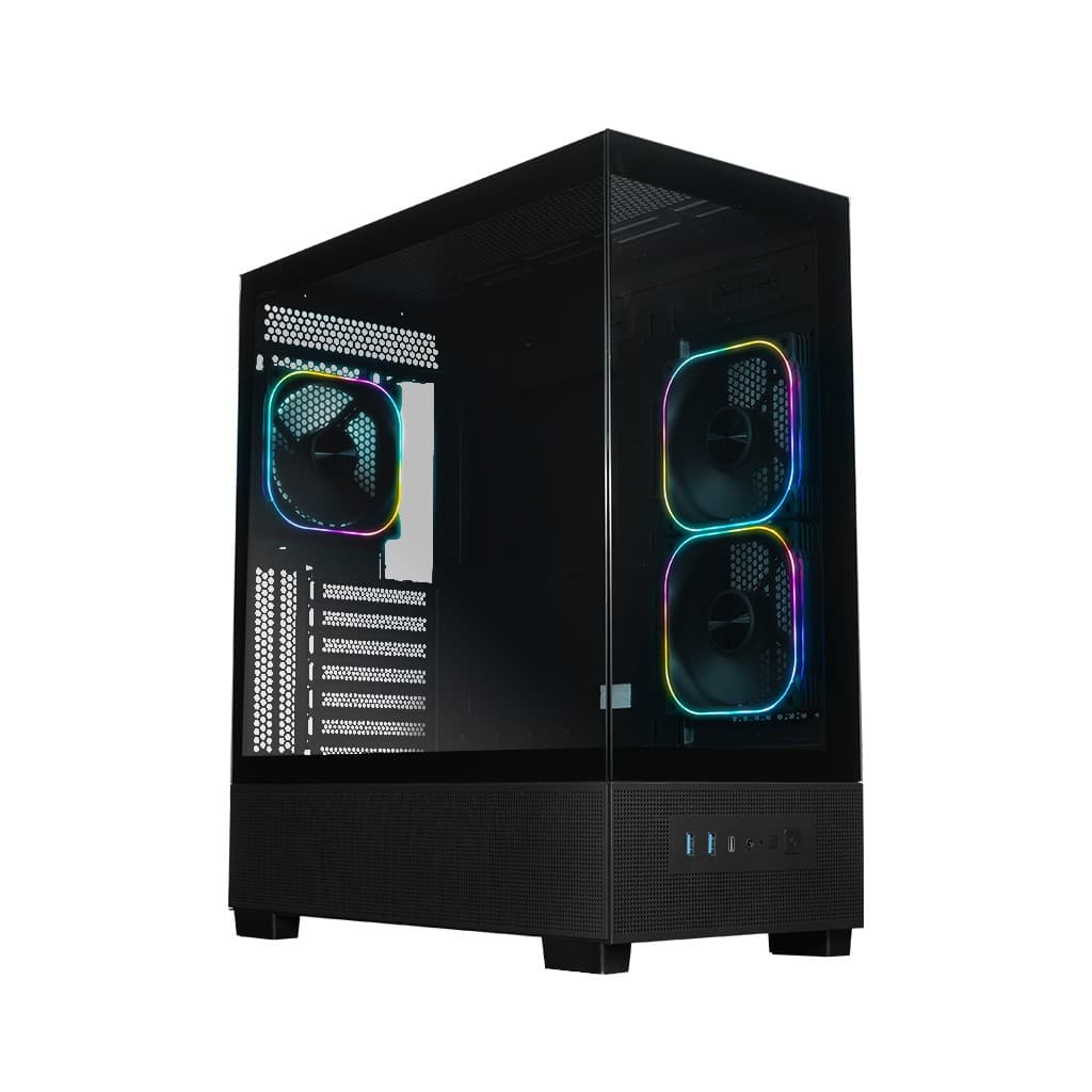 Корпус XASTRA Q500 3ARGB-FG-C10-UC Black ATX/Aquarium/Screewless/ 3x120mm ARGB PWM FG fans/Argb+PWM HUB 10port/ Type-C/ Q500-3FG12A-C10-UC