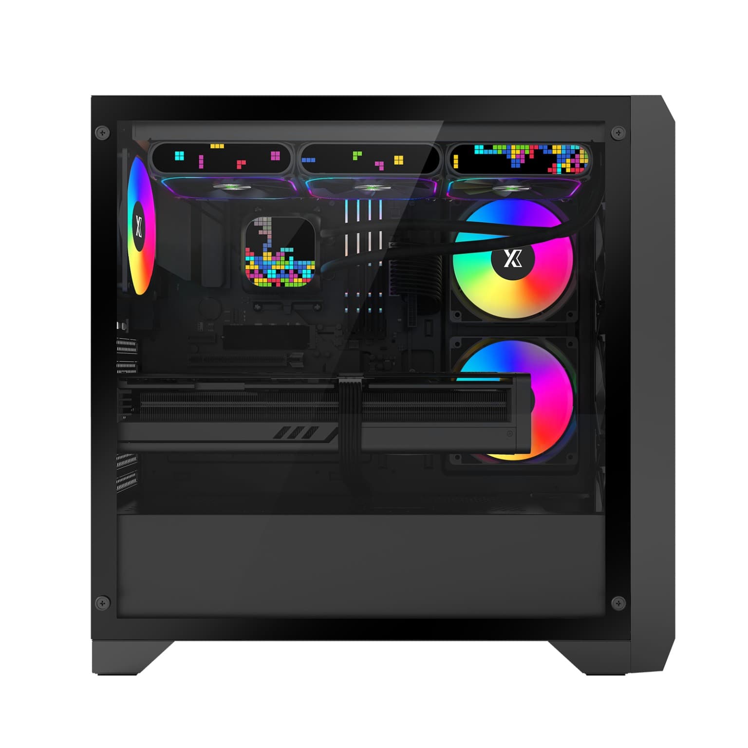 Корпус XASTRA A500 4ARGB Black ATX/Mesh/ tempered glass / 4x 120mm FC120-ARGB PWM fans/ A500-BK-FC120ARGB-4F-GL