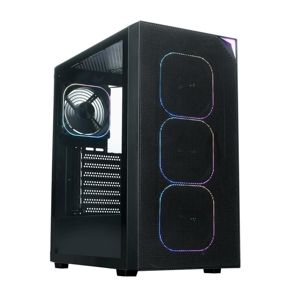 Корпус XASTRA A408 4ARGB Black ATX/Mesh/Screwless full-size TG / 4x120mm ARGB PWM FG fans/ A408-4FG12A
