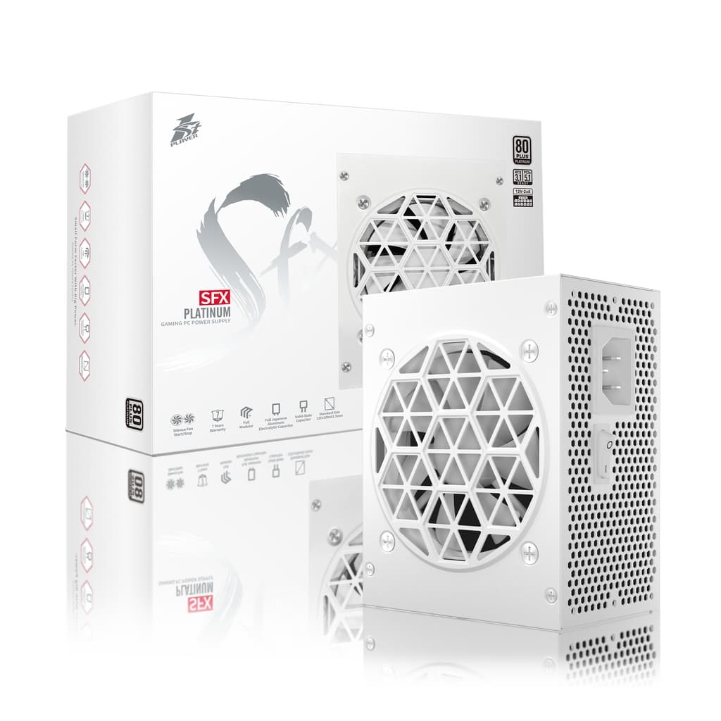Блок питания 1STPLAYER SFX 750W PLATINUM White / SFX, APFC, 80 PLUS Platinum, LLC+DC-DC, full Japan solid-state caps, 80mm fan, full modular / PS-750SFX-WH