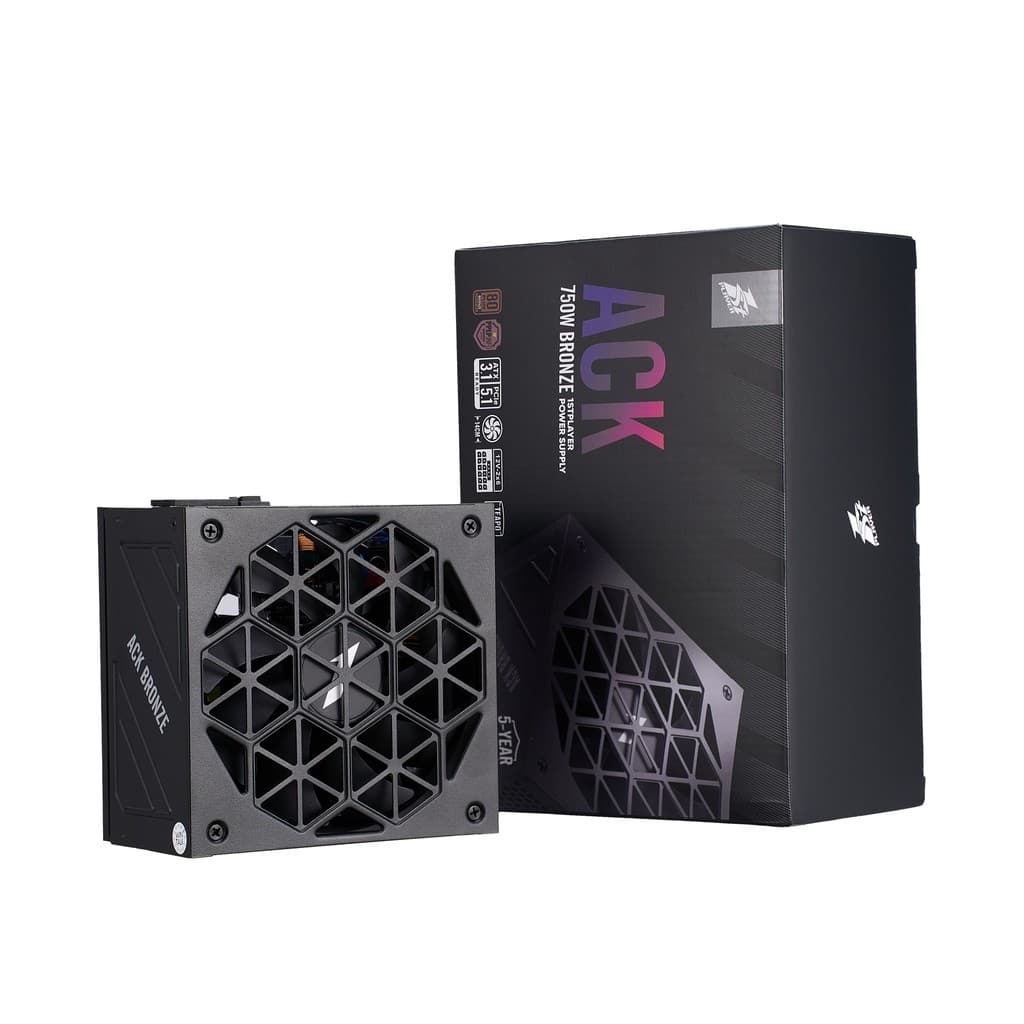 Блок питания 1STPLAYER ACK BRONZE 750W Black / ATX 3.1, PCIe 5.1, APFC, 80 PLUS Bronze, Double Forward, full Teapo caps, 140mm fan, non-modular / HA-750AA2