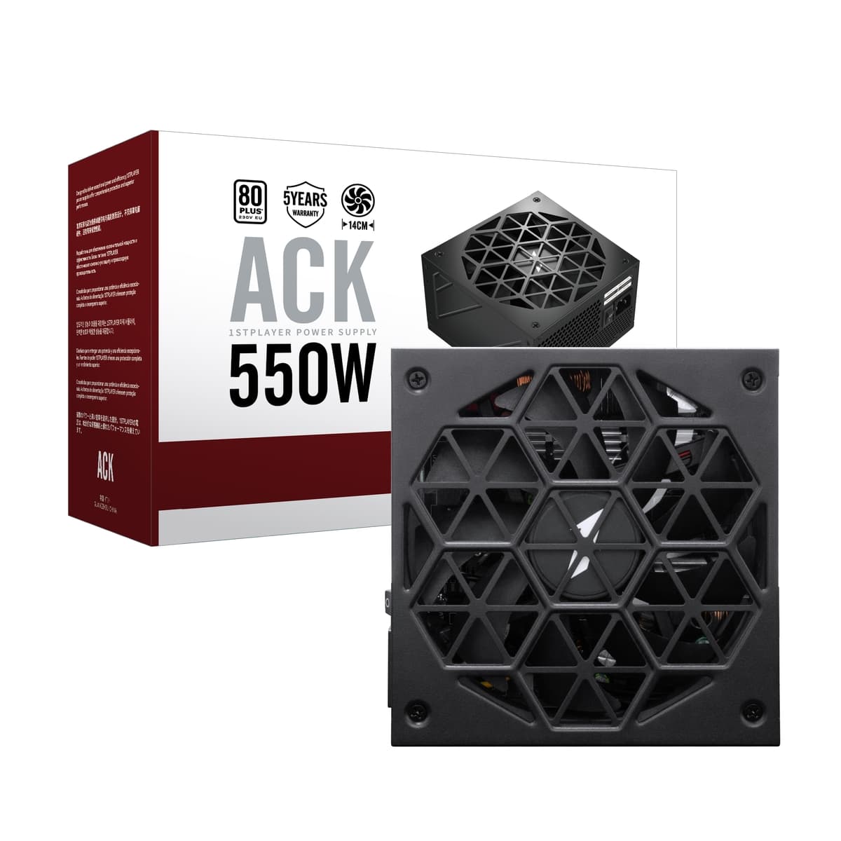 Блок питания 1STPLAYER ACK STANDARD 550W Black / ATX 2.4, APFC, 80 PLUS Standard, Double Forward, Teapo main cap, 140mm fan, non-modular / HA-550AC1