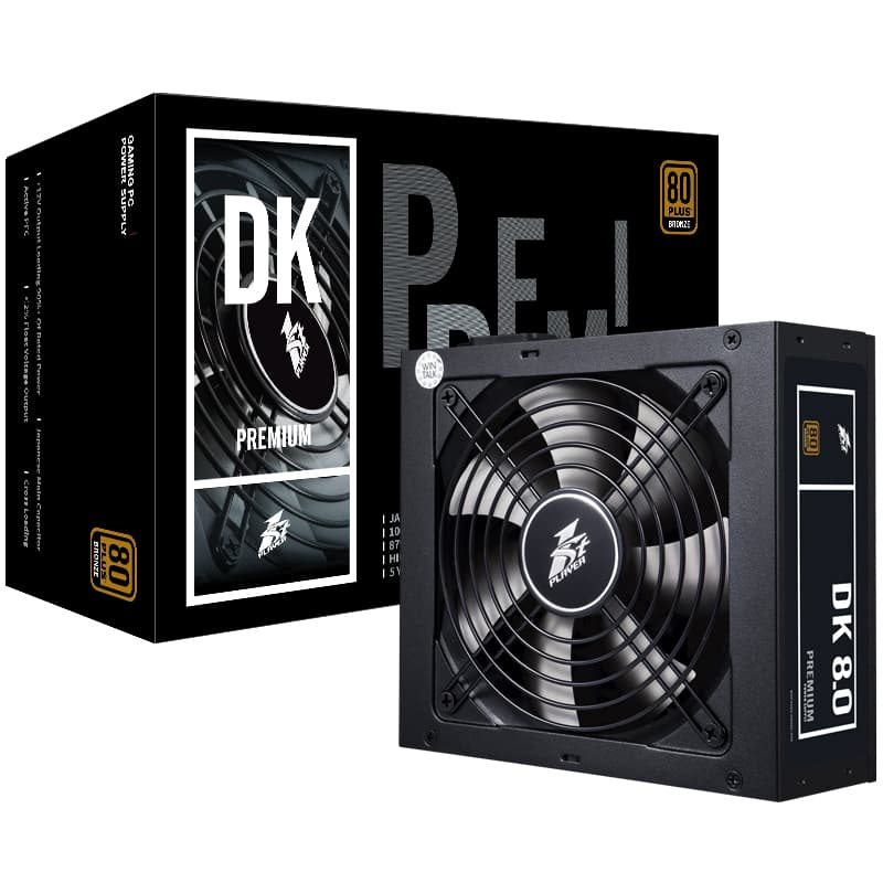 Блок питания 1STPLAYER DK PREMIUM 800W / ATX 2.4, APFC, 80 PLUS Bronze, Double Forward, Japan main cap, 120mm fan, non-modular / PS-800AX