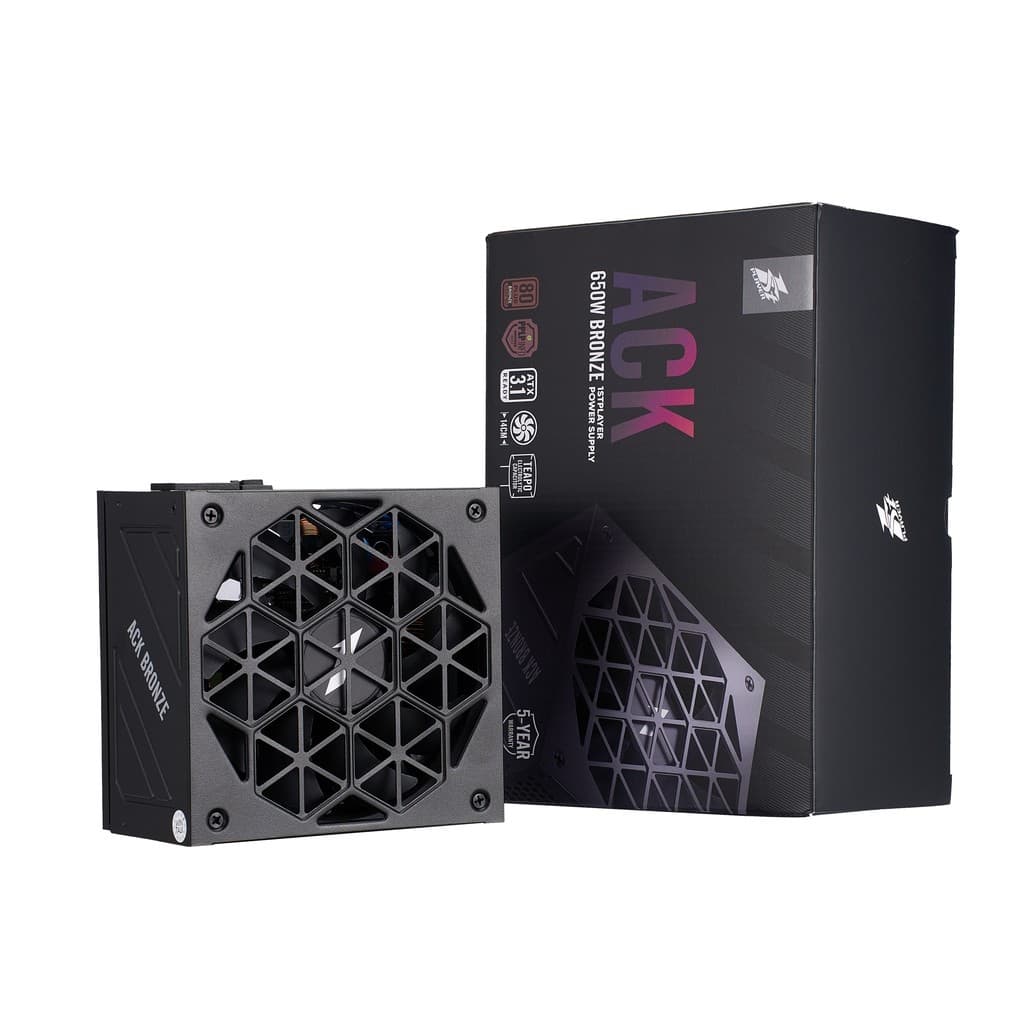 Блок питания 1STPLAYER ACK BRONZE 650W Black / ATX 3.1, APFC, 80 PLUS Bronze, Double Forward, full Teapo caps, 140mm fan, non-modular / HA-650AA2