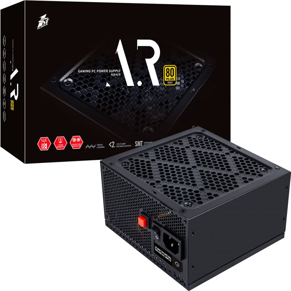 Блок питания 1STPLAYER AR 750W / ATX 2.4, APFC, 80 PLUS Gold, LLC+DC-DC, Taiwan main cap, 120mm fan, non-modular / PS-750AR