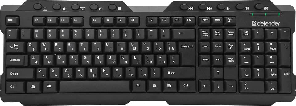 Клавиатура беспроводная Defender Element HB-195 USB черный, 104+10кн, мультимедиа (45195)