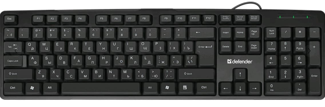 Клавиатура проводная Defender Next HB-440 RU USB (Черный) 104кн.