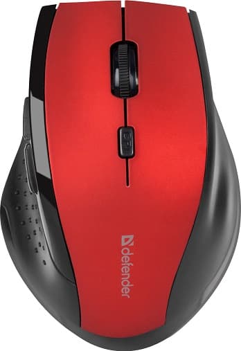 Мышь беспроводная Defender Accura MM-365 (черный + красный) 5кн+кл, 800/1200/1600 dpi 52367