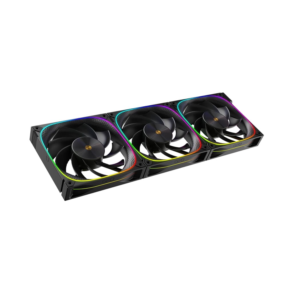 Комплект вентиляторов (3 шт.) Geometric Future Squama 3003RB-14 Reverse Black 140mm / ARGB, PWM, 140x140x30 mm, 800-2100 rpm, 95 cfm, 36 dBA / 1F3003R314000