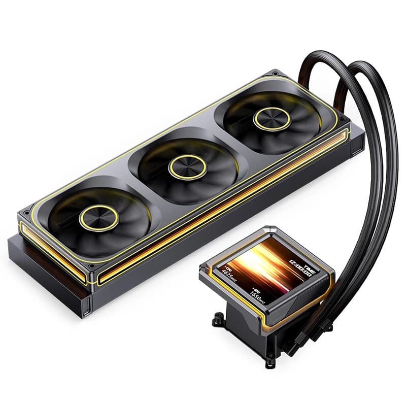 Комплект водяного охлаждения JONSBO TX-360A Black LGA1851/1700/1200/115X/AM5/AM4 (4шт/кор, TDP 325W, ARGB FAN and ARGB LCD Display PUMP, PWM, TRIPLE FAN 120mm, черный) RET