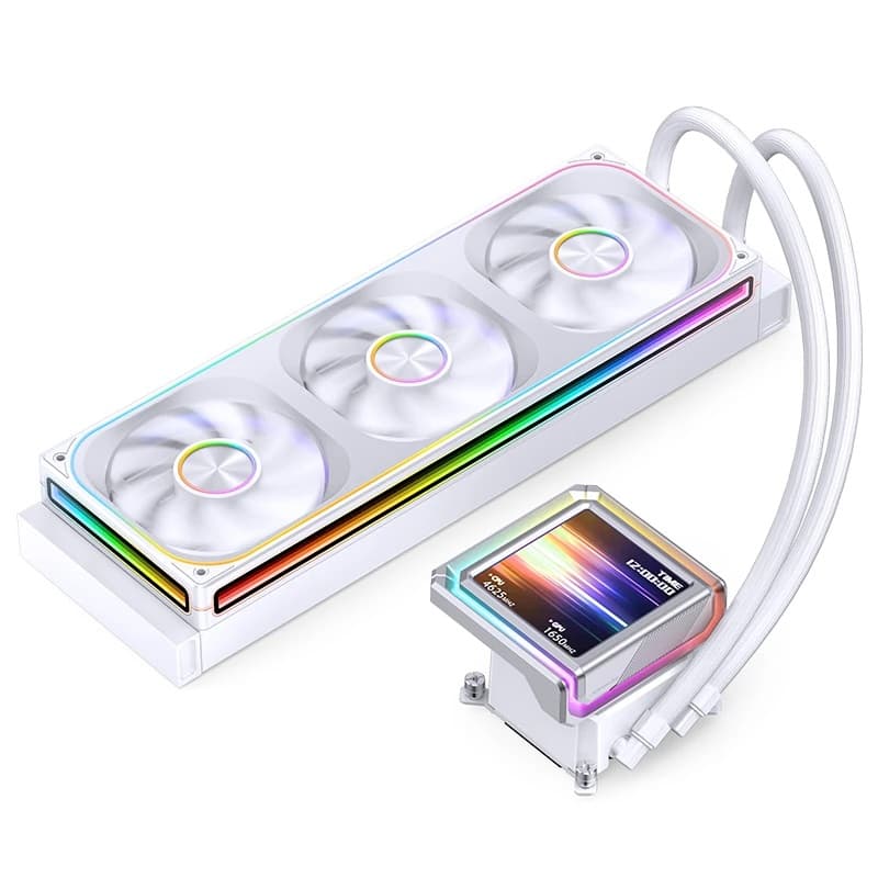 Комплект водяного охлаждения JONSBO TX-360A White LGA1851/1700/1200/115X/AM5/AM4 (4шт/кор, TDP 325W, ARGB FAN and ARGB LCD Display PUMP, PWM, TRIPLE FAN 120mm, белый) RET