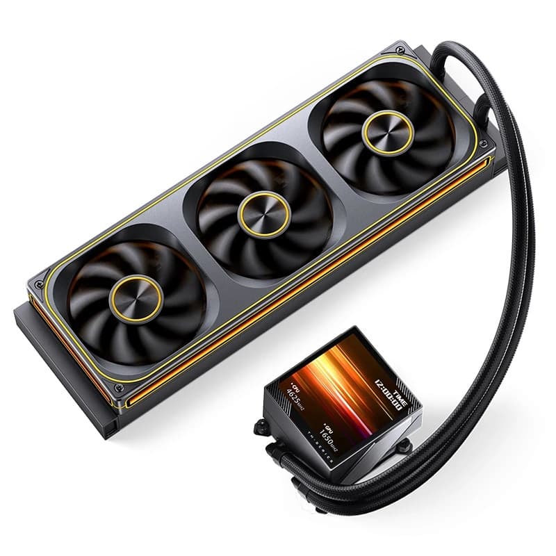 Комплект водяного охлаждения JONSBO TM-360A Black LGA1851/1700/1200/115X/AM5/AM4 (4шт/кор, TDP 325W, ARGB FAN and ARGB LCD Display PUMP, PWM, TRIPLE FAN 120mm, черный) RET