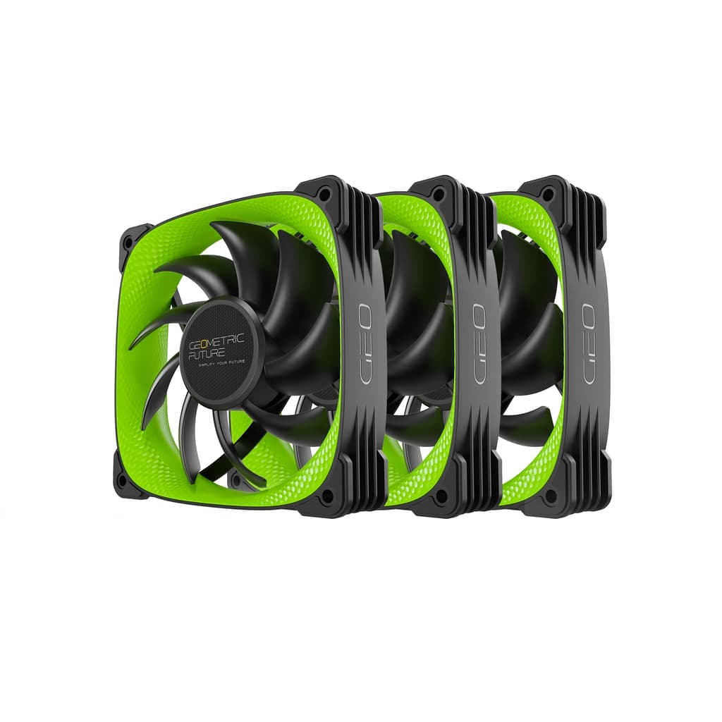 Комплект вентиляторов (3 шт.) Geometric Future Squama 3005G-12 Green 120mm / PWM, 120x120x30 mm, 2000 rpm, 72.2 cfm, 31.5 dBA / 1F3005G312000