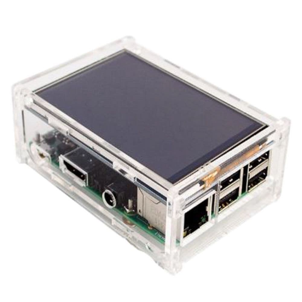 Корпус ACD RA147 Acrylic Case w/ 3.5 inch LCD hole for Raspberry Pi 3 B (вместо верхней крышки - отверстие для LCD дисплея) (49