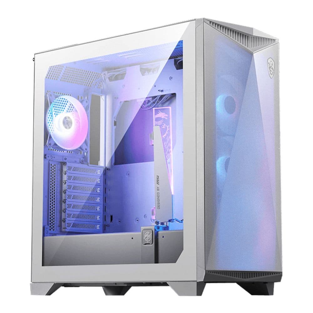 Корпус MSI MPG GUNGNIR 300R AIRFLOW White, Midi Tower, EATX,2xUSB 3.2 Gen 1, 1xUSB 3.2 Gen2 Type-C,
4x120mm PWM ARGB Fan, ARGB+